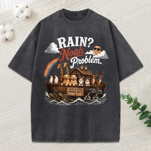 Rain Noah Problem Christian Washed T-Shirt