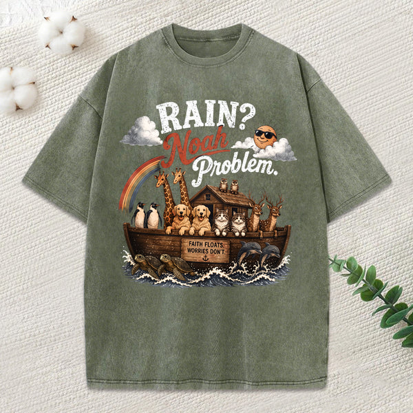 Rain Noah Problem Christian Washed T-Shirt