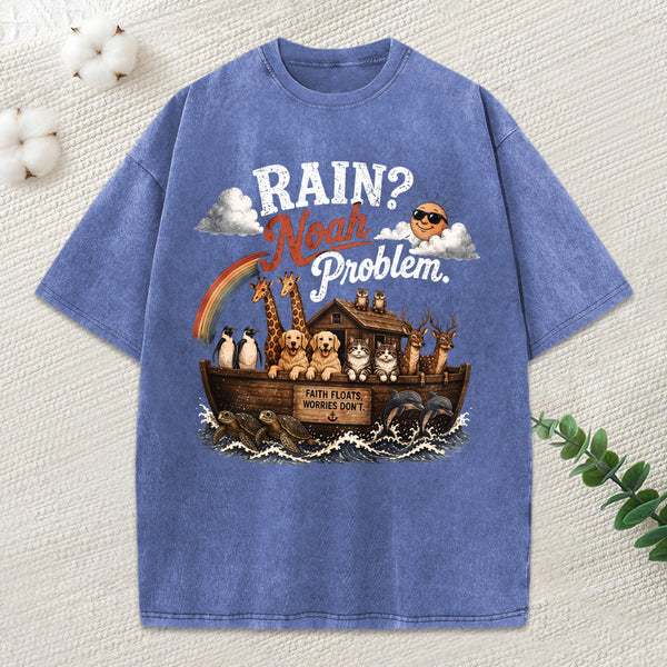 Rain Noah Problem Christian Washed T-Shirt