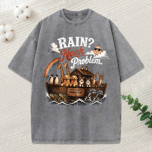 Rain Noah Problem Christian Washed T-Shirt
