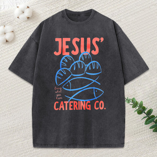 Jesus Catering Co Christian Washed T-Shirt