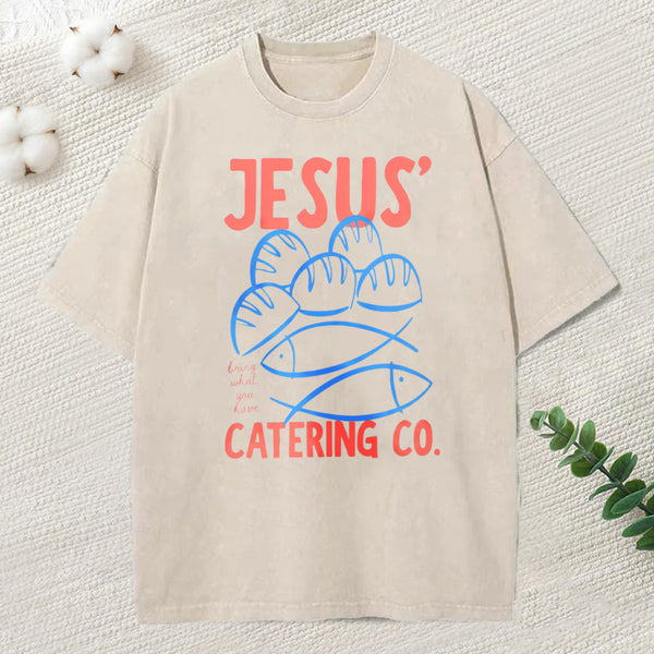 Jesus Catering Co Christian Washed T-Shirt