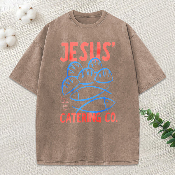 Jesus Catering Co Christian Washed T-Shirt