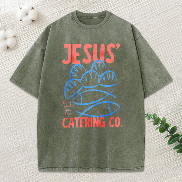 Jesus Catering Co Christian Washed T-Shirt