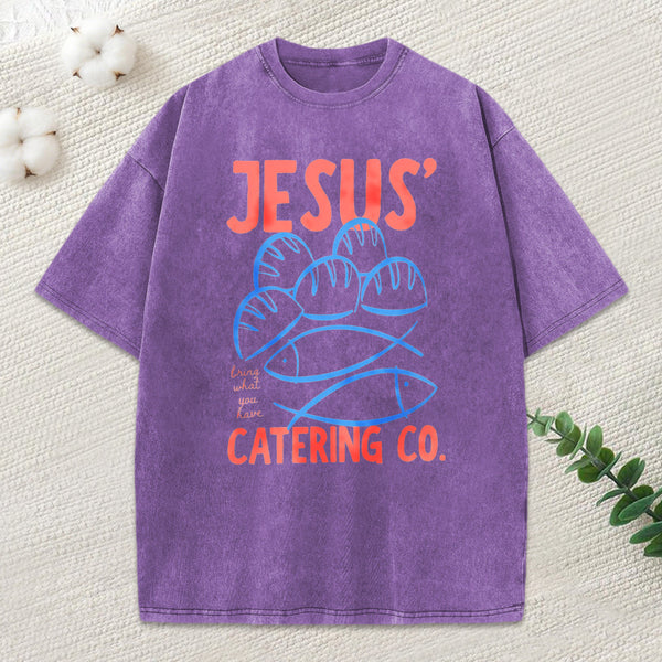 Jesus Catering Co Christian Washed T-Shirt