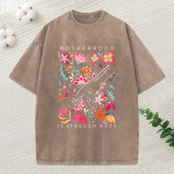 Motherhood Is Kingdom Work Christian Washed T-Shirt