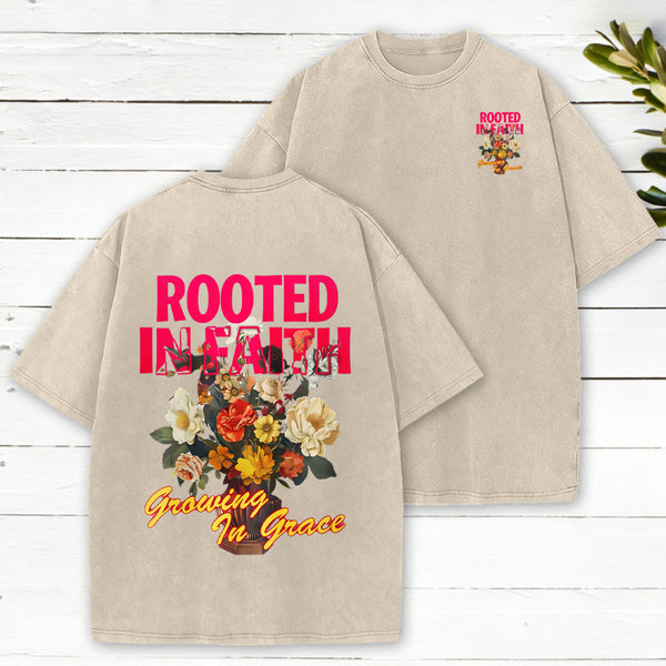 Rooted In Faith Christian Washed T-Shirt
