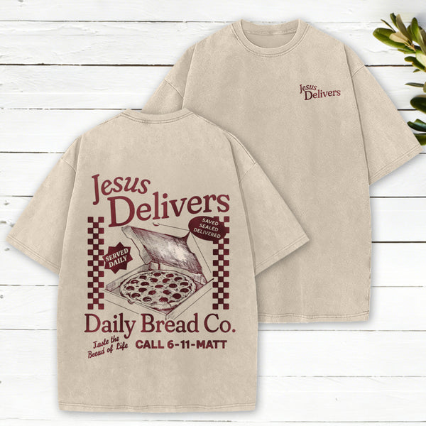 Jesus Delivers Christian Washed T-Shirt