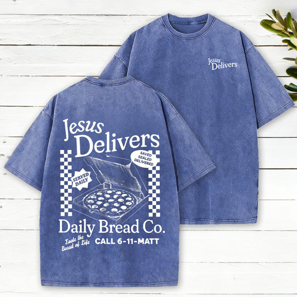 Jesus Delivers Christian Washed T-Shirt
