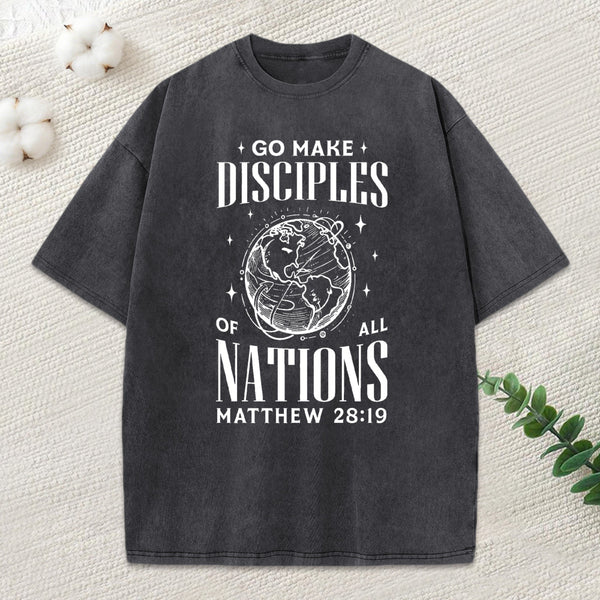 Go Make Disciples Christian Washed T-Shirt