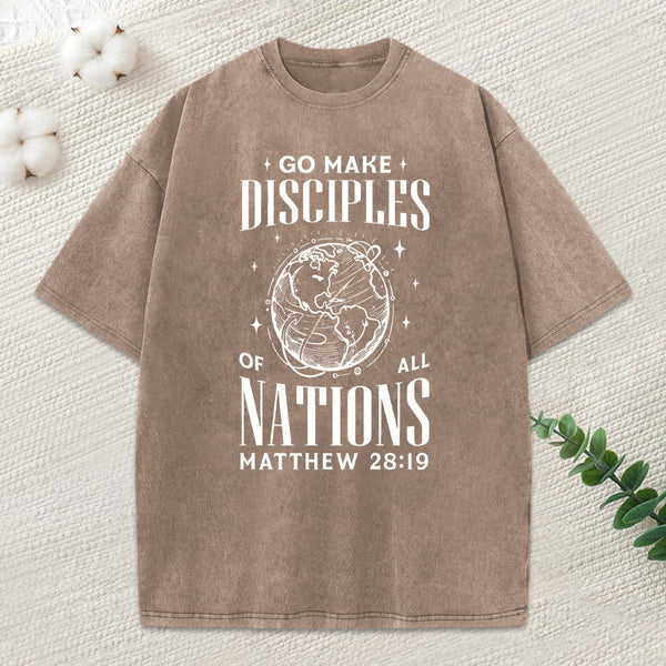 Go Make Disciples Christian Washed T-Shirt