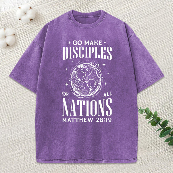 Go Make Disciples Christian Washed T-Shirt