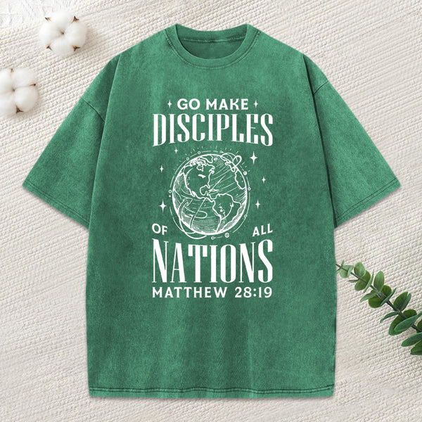 Go Make Disciples Christian Washed T-Shirt