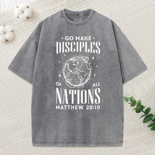Go Make Disciples Christian Washed T-Shirt