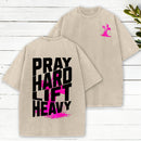 Pray Hard Lift Heavy Christian Washed T-Shirt