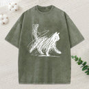 Minimalist Cat Art Classic Washed T-Shirt