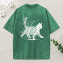 Minimalist Cat Art Classic Washed T-Shirt