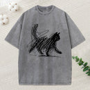 Minimalist Cat Art Classic Washed T-Shirt