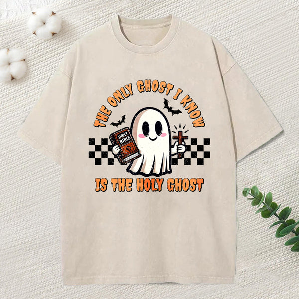 The Only Ghost I Know Is The Holy Ghost Christian Washed T-Shirt