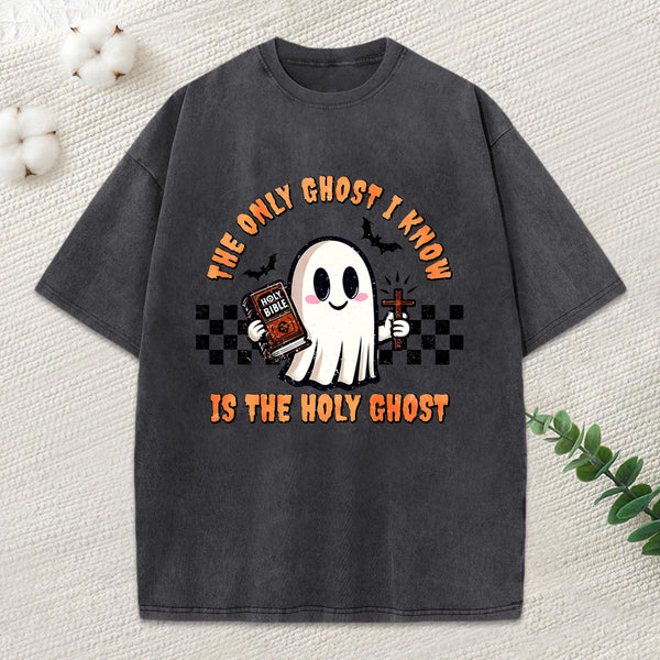 The Only Ghost I Know Is The Holy Ghost Christian Washed T-Shirt