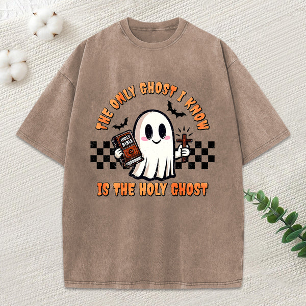 The Only Ghost I Know Is The Holy Ghost Christian Washed T-Shirt