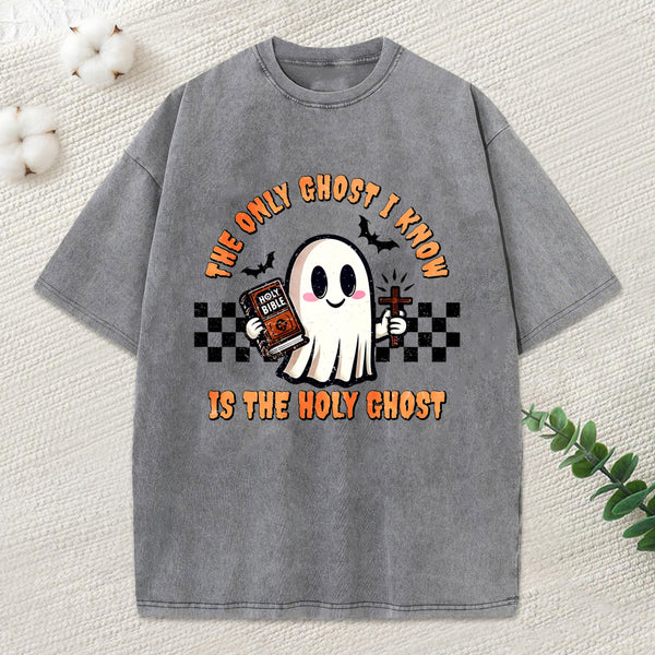 The Only Ghost I Know Is The Holy Ghost Christian Washed T-Shirt
