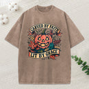 Carved By Faith Lit By Grace Christian Washed T-Shirt