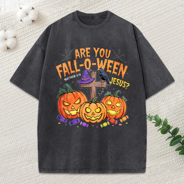 Are You Fall O Ween Jesus Pumpkin Christian Washed T-Shirt