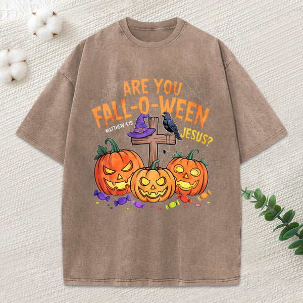 Are You Fall O Ween Jesus Pumpkin Christian Washed T-Shirt