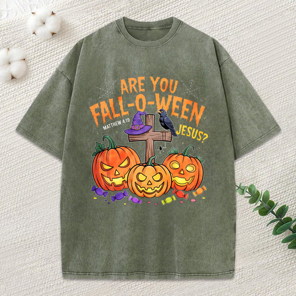 Are You Fall O Ween Jesus Pumpkin Christian Washed T-Shirt