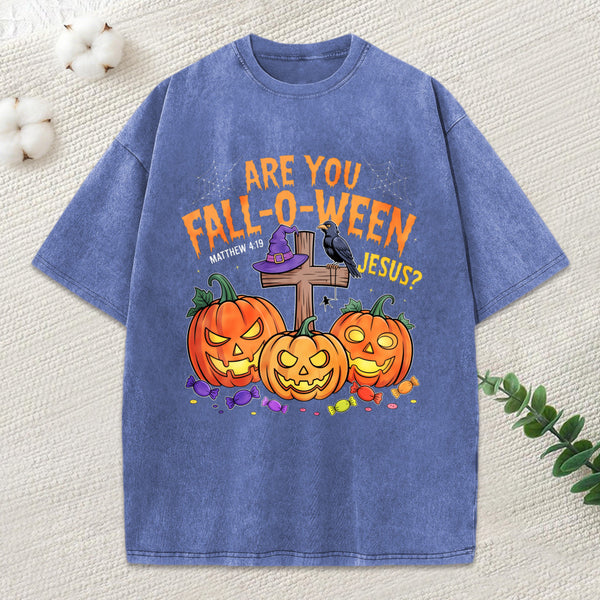Are You Fall O Ween Jesus Pumpkin Christian Washed T-Shirt