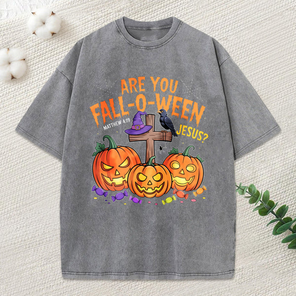Are You Fall O Ween Jesus Pumpkin Christian Washed T-Shirt