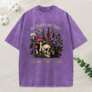 Poisonous Plants And Skull Dark Humor Washed T-Shirt