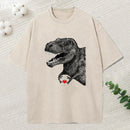 Dinosaur Making A Heart Shape Washed T-Shirt