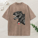Dinosaur Making A Heart Shape Washed T-Shirt