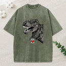 Dinosaur Making A Heart Shape Washed T-Shirt