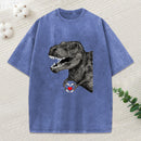 Dinosaur Making A Heart Shape Washed T-Shirt