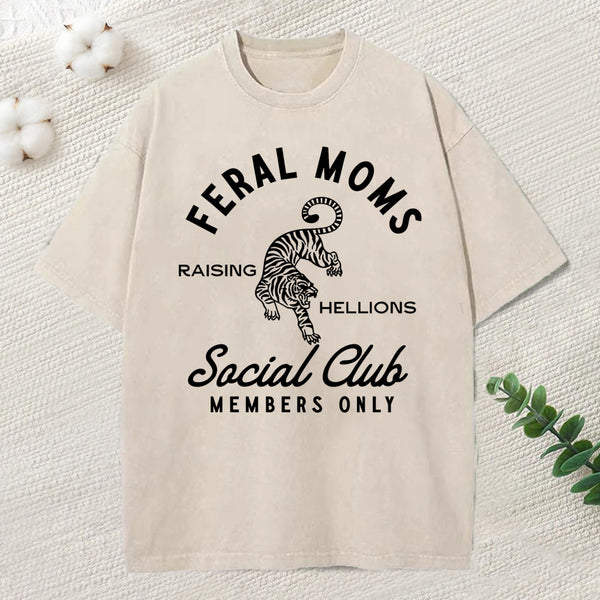 Tiger Feral Moms Club Washed T-Shirt