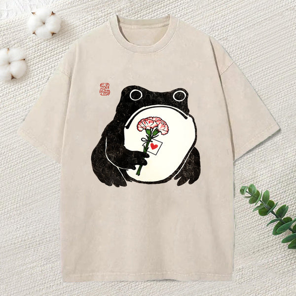 The Frog Holding A Carnation Washed T-Shirt