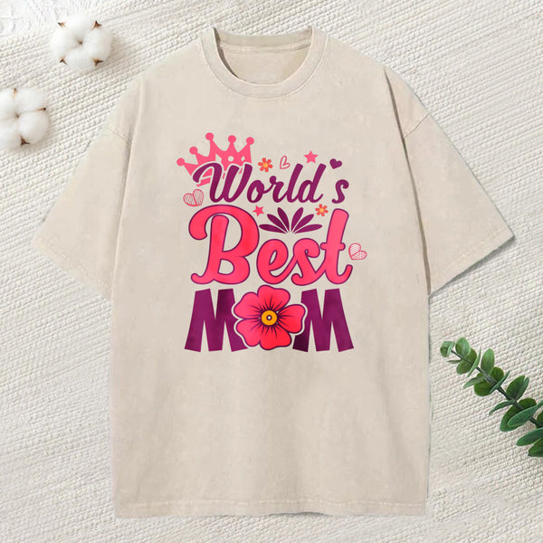 World'S Best Mom Mother'S Day Washed T-Shirt