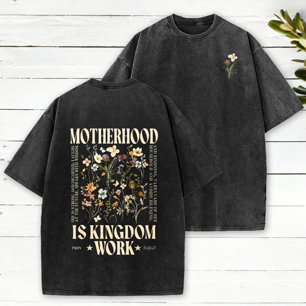 Motherhood Is Kingdom Christian Washed T-Shirt