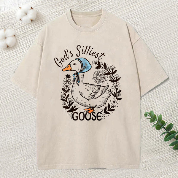 God'S Silliest Goose Christian Washed T-Shirt