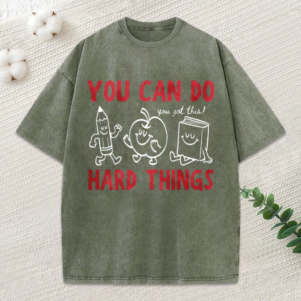 You Can Do Hard Things Unisex Washed T-Shirt