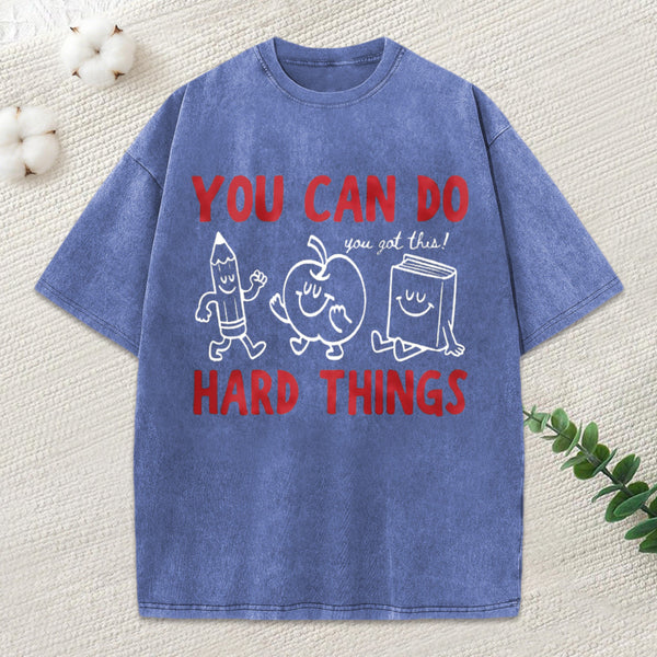 You Can Do Hard Things Unisex Washed T-Shirt