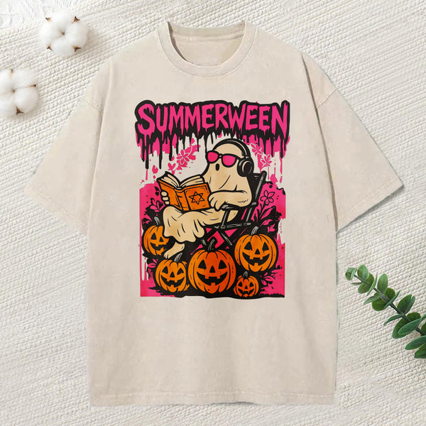 Summerween Halloween Unisex Washed T-Shirt
