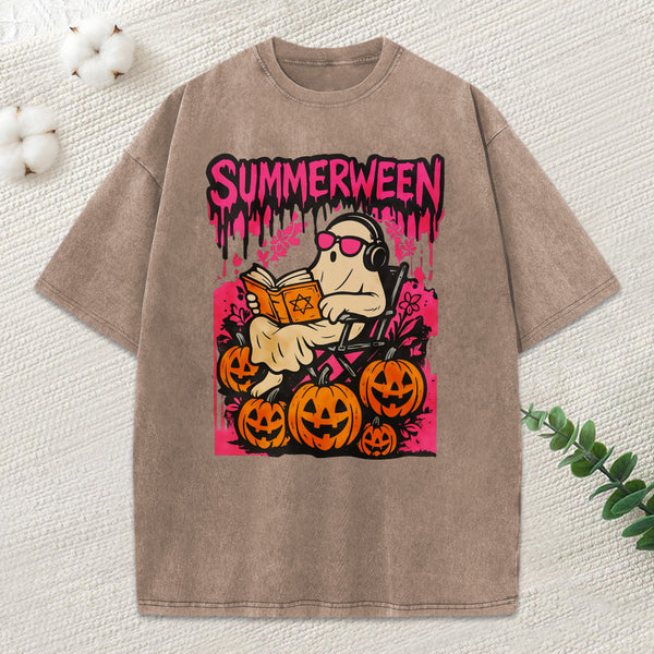 Summerween Halloween Unisex Washed T-Shirt