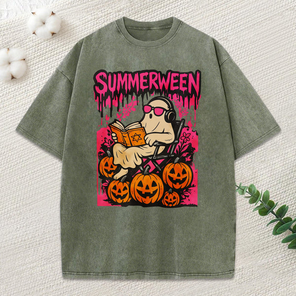 Summerween Halloween Unisex Washed T-Shirt