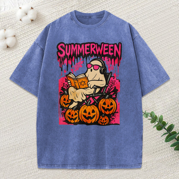 Summerween Halloween Unisex Washed T-Shirt