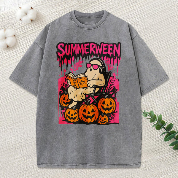 Summerween Halloween Unisex Washed T-Shirt