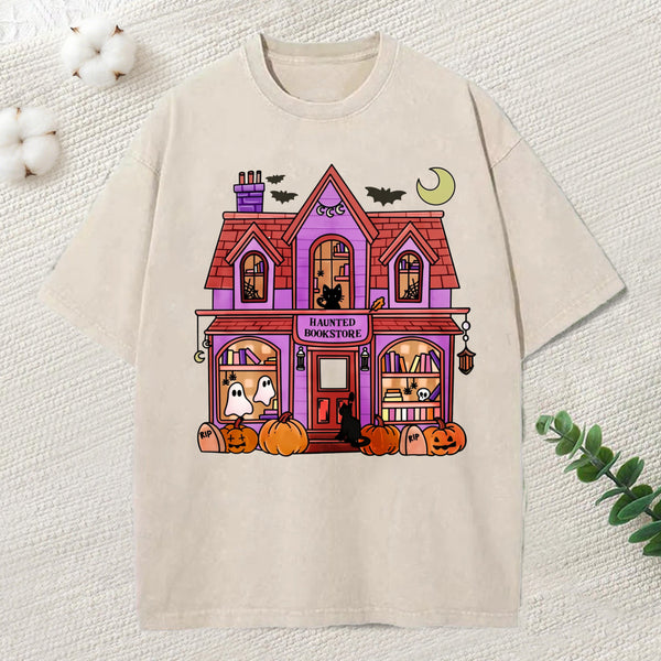 Haunted Bookstore Unisex Washed T-Shirt